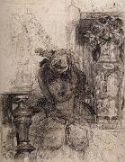 James Ensor Nude at a Balustrade or Nude with Vase and Column France oil painting artist